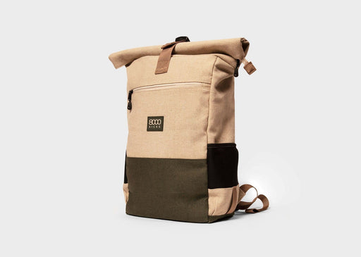 8000Kicks Backpack Everyday Hemp Rolltop Backpack in Beige and Green 5065008686033 Everyday Hemp Rolltop Backpack in Beige and Green