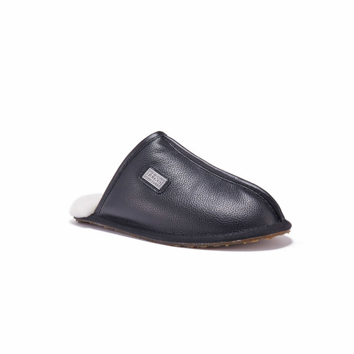 MENS CLOSED MULE LEATHER BLACK
