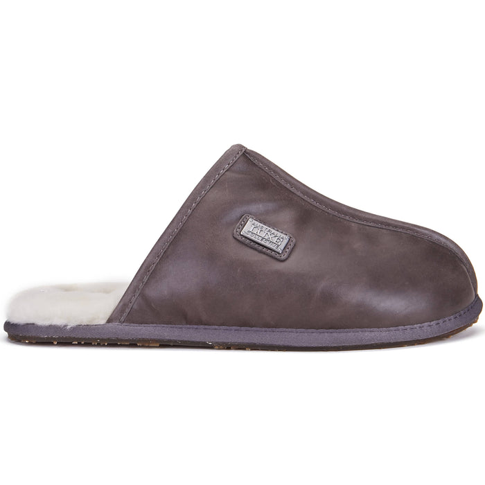 MENS CLOSED MULE LEATHER GRAY