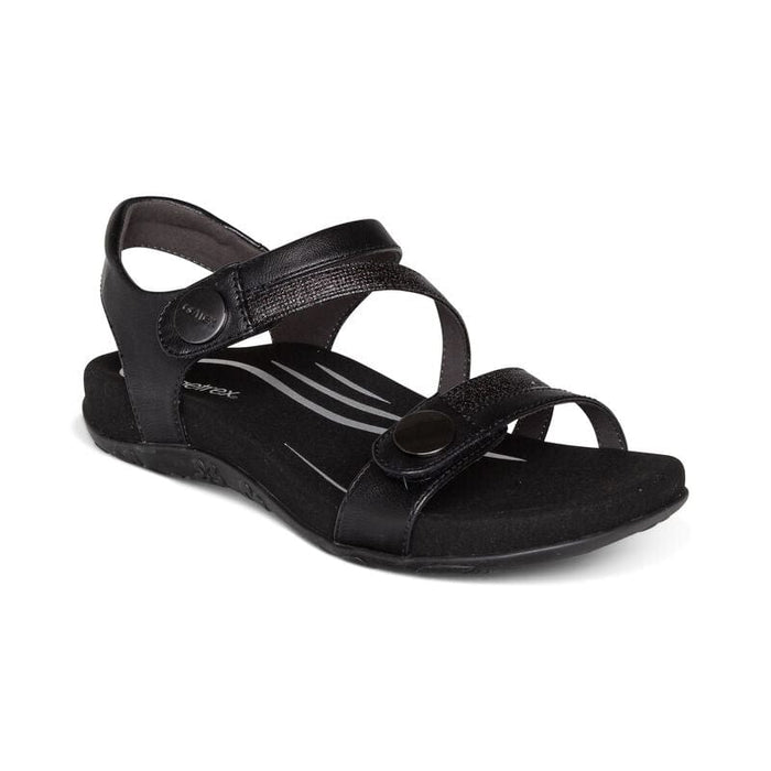 AETREX SANDALS 35 / Black Sparkle Jess Adjustable Quarter Strap Sandal Jess Adjustable Quarter Strap Sandal
