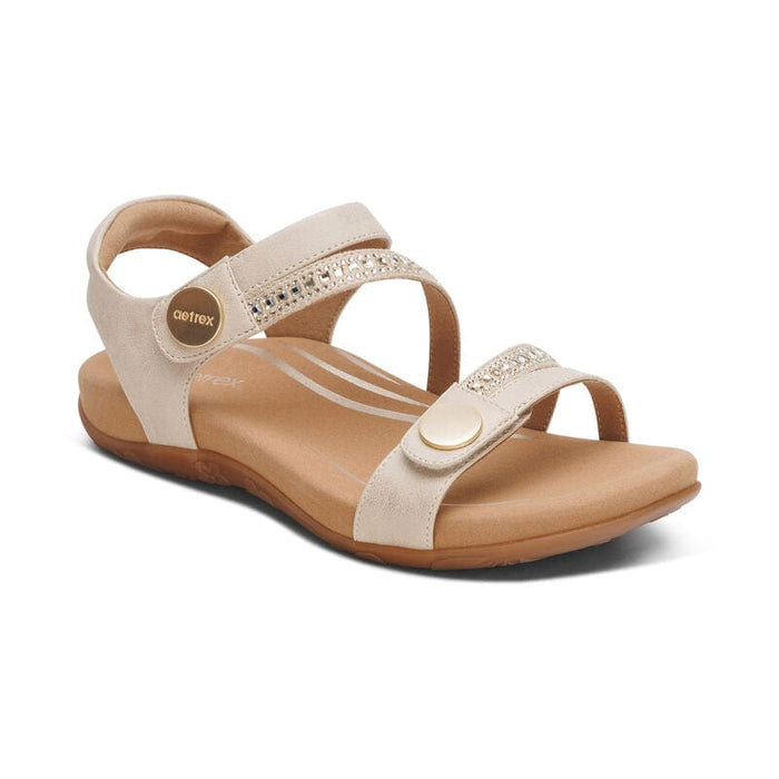 AETREX SANDALS 35 / Champagne Sparkle Jess Adjustable Quarter Strap Sandal Jess Adjustable Quarter Strap Sandal