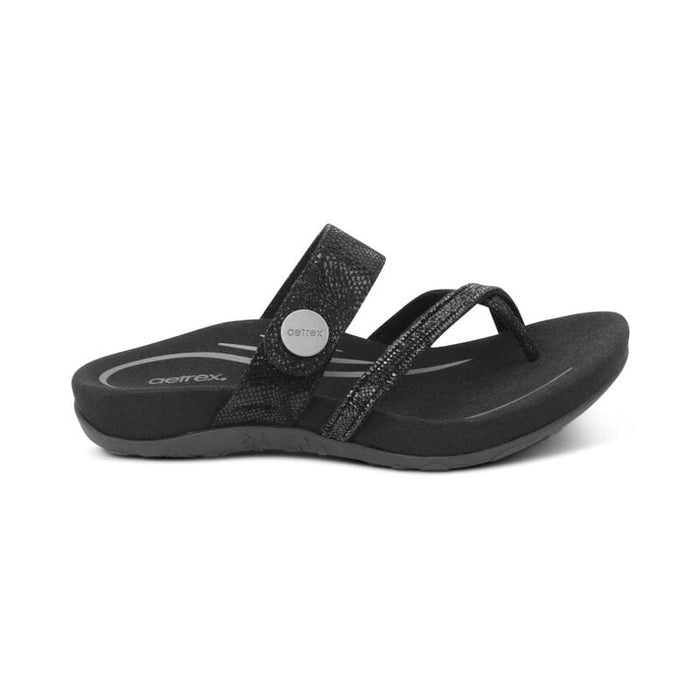 AETREX Sandals 5 - 5.5 US ( 35 EU ) / Sparkle Black Izzy Sparkle Adjustable Slide Sandal 045468424685 Izzy Sparkle Adjustable Slide Sandal