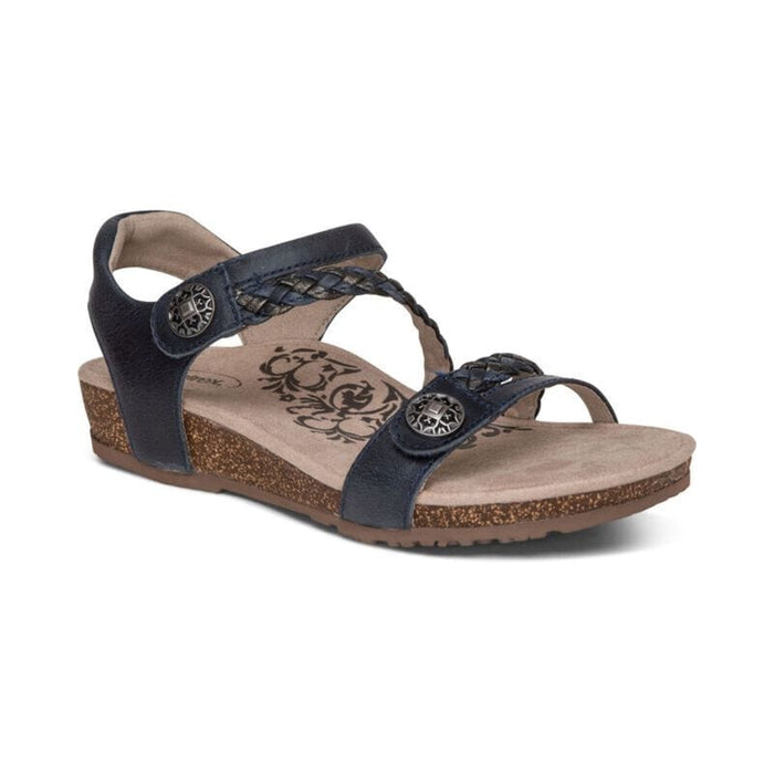 AETREX Sandals 6 / Medium / Navy Jillian Braided Quarter Strap Sandal 045468182042 Jillian Braided Quarter Strap Sandal
