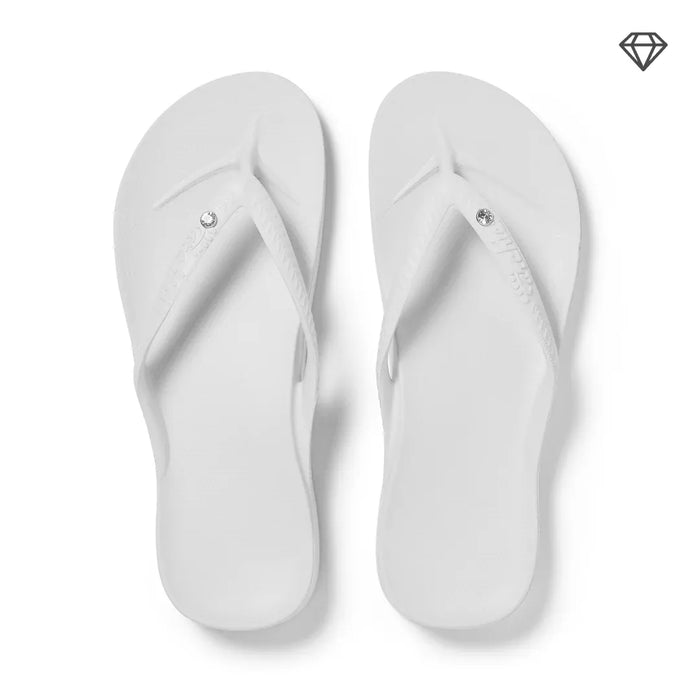 ARCHIES SANDALS 5 / Crystal White Arch Support Flip Flops Crystal Arch Support Flip Flops Crystal