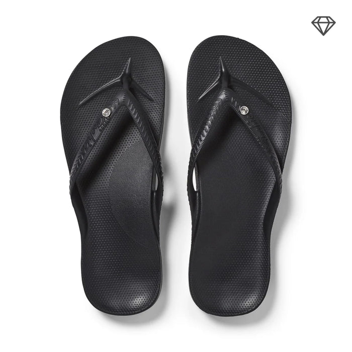 ARCHIES SANDALS Arch Support Flip Flops Crystal Black Arch Support Flip Flops Crystal Black