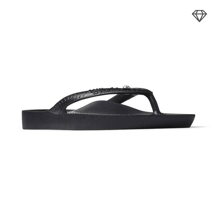ARCHIES SANDALS Arch Support Flip Flops Crystal Black Arch Support Flip Flops Crystal Black