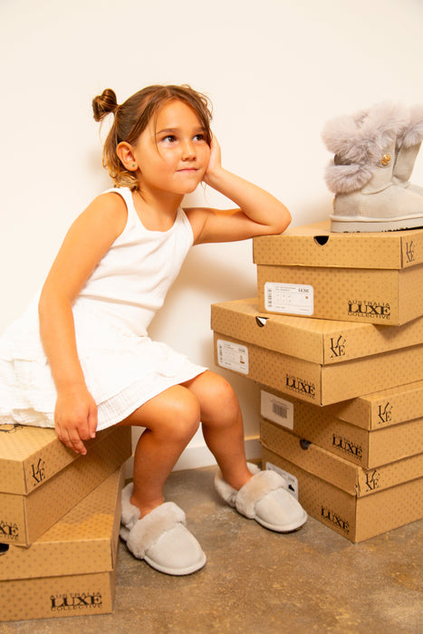 Australia Luxe Collective KIDS KIDS SLINGBACK MULE ICE GRAY (SHEARLING) KIDS SLINGBACK MULE ICE GRAY (SHEARLING)