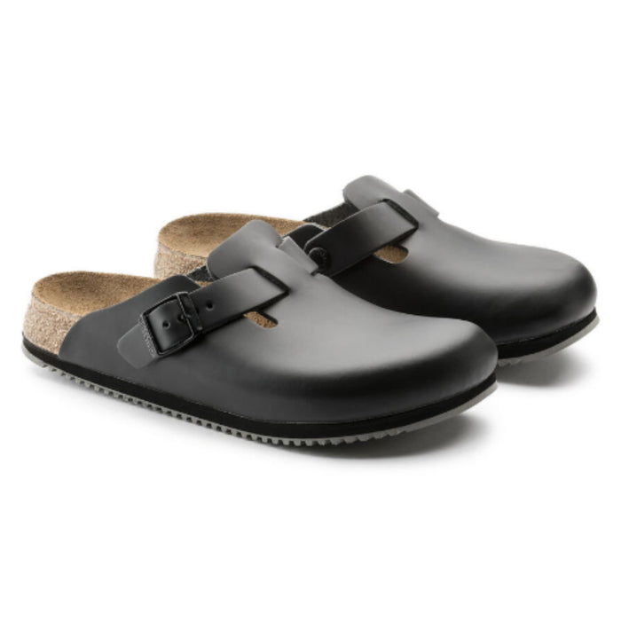 BIRKENSTOCK clogs Boston Super Grip Leather Black Boston Super Grip Leather Black
