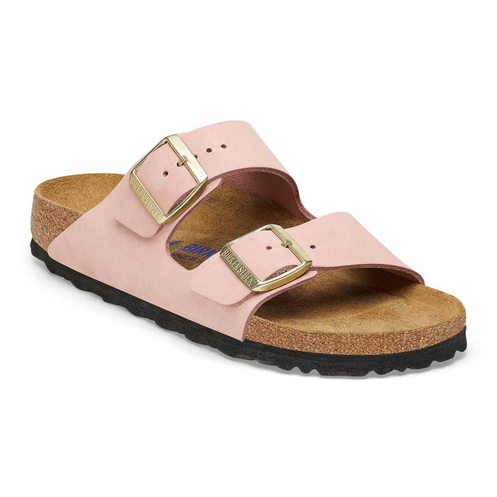 BIRKENSTOCK SANDAL 35 / Regular / Wide / Soft Pink Arizona Soft Footbed Nubuck Leather Arizona Soft Footbed Nubuck Leather