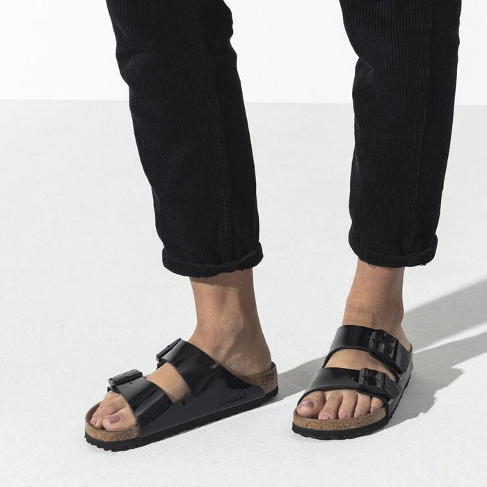 BIRKENSTOCK sandal EU 39/ Women 8-8.5 / Narrow / Medium Arizona Black Birko-Flor Patent 886925577069 Arizona Black Birko-Flor Patent