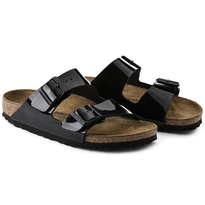 BIRKENSTOCK sandal EU 39/ Women 8-8.5 / Narrow / Medium Arizona Black Birko-Flor Patent 886925577069 Arizona Black Birko-Flor Patent
