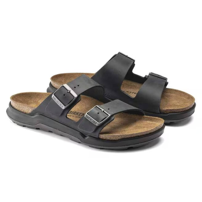 BIRKENSTOCK Sandals Arizona Rugged  Oiled Leather Black Arizona Rugged  Oiled Leather Black