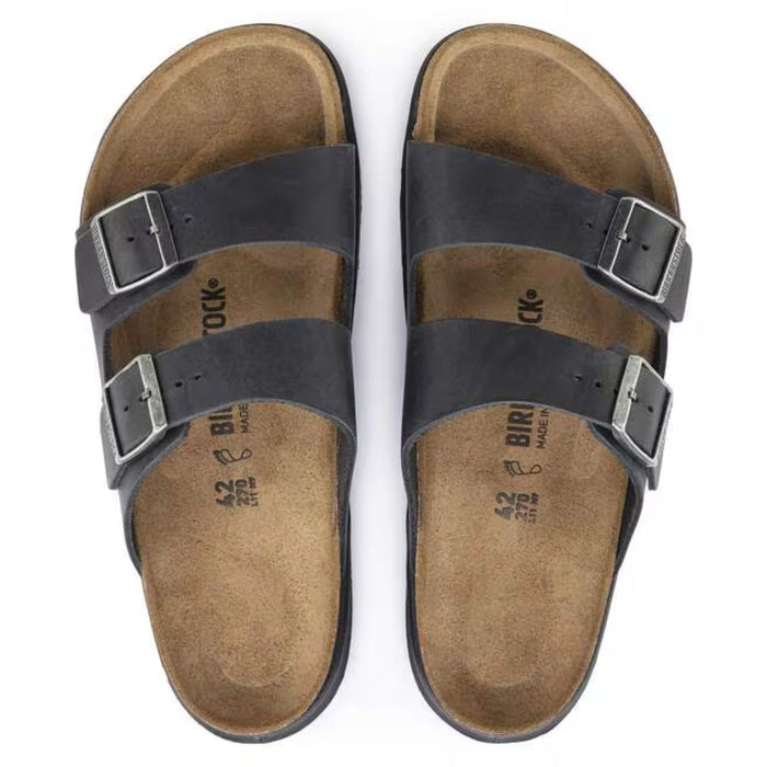 BIRKENSTOCK Sandals Arizona Rugged  Oiled Leather Black Arizona Rugged  Oiled Leather Black