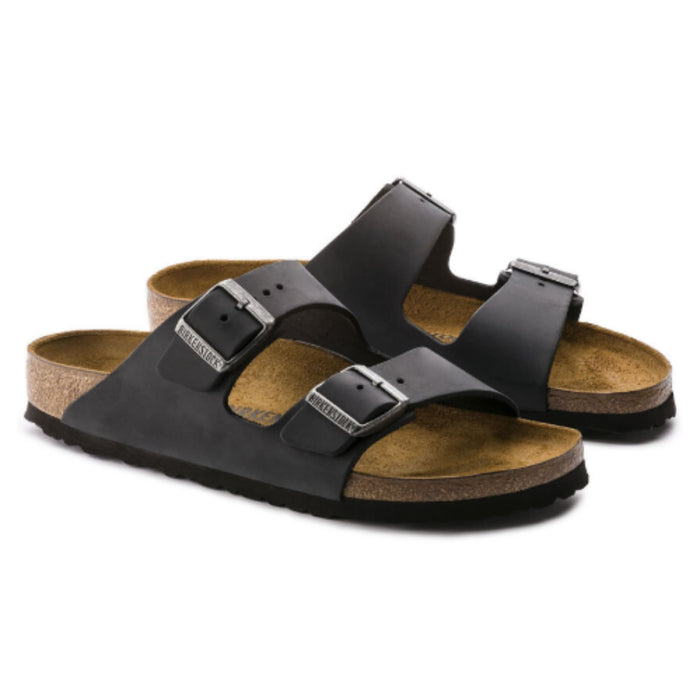 BIRKENSTOCK Sandals Birkenstock Unisex Arizona Oiled Leather Black Birkenstock Unisex Arizona Oiled Leather Black