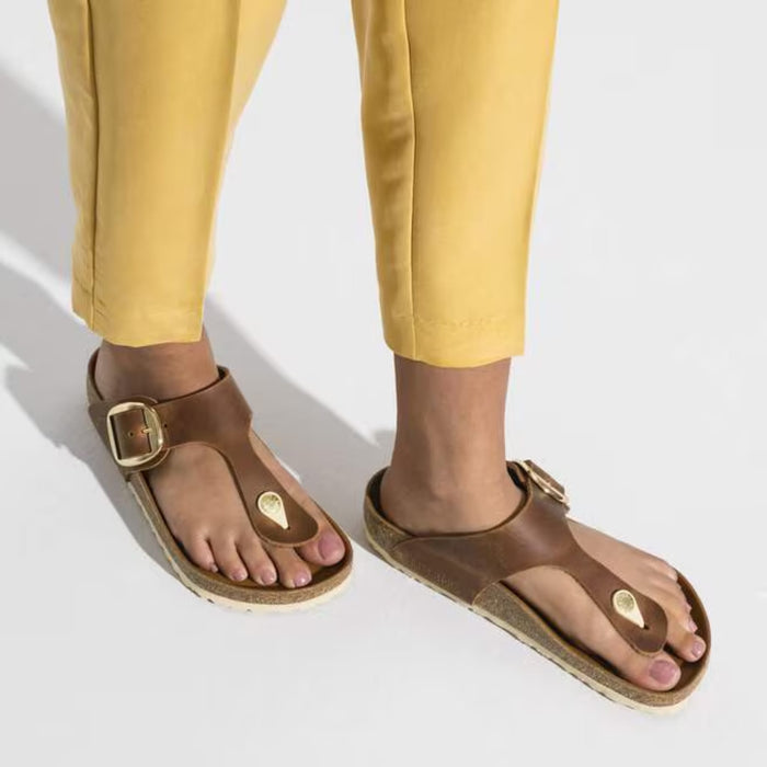 BIRKENSTOCK Sandals Gizeh Big Buckle Oiled Nubuck Leather Cognac Gizeh Big Buckle Oiled Nubuck Leather Cognac