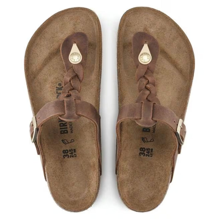 BIRKENSTOCK Sandals Gizeh Braided Oiled Leather Cognac Gizeh Braided Oiled Leather Cognac