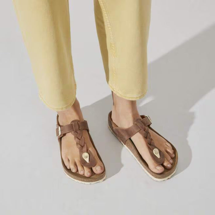 BIRKENSTOCK Sandals Gizeh Braided Oiled Leather Cognac Gizeh Braided Oiled Leather Cognac