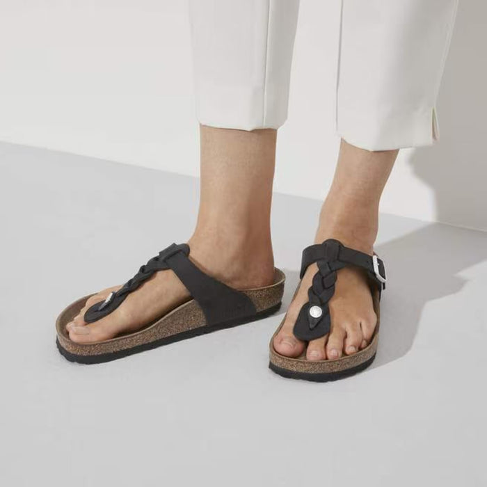 BIRKENSTOCK sandals Gizeh Oiled Leather Black Gizeh Oiled Leather Black