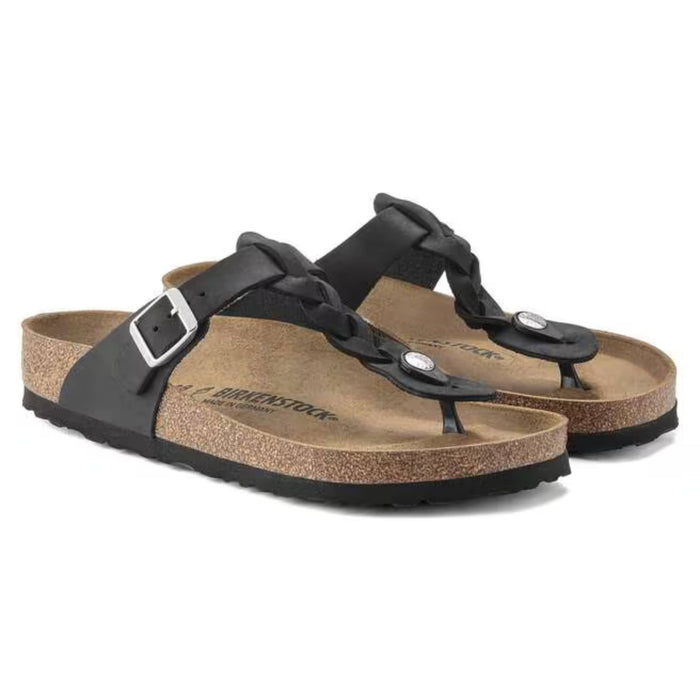 BIRKENSTOCK sandals Gizeh Oiled Leather Black Gizeh Oiled Leather Black