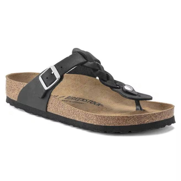 BIRKENSTOCK sandals Gizeh Oiled Leather Black Gizeh Oiled Leather Black
