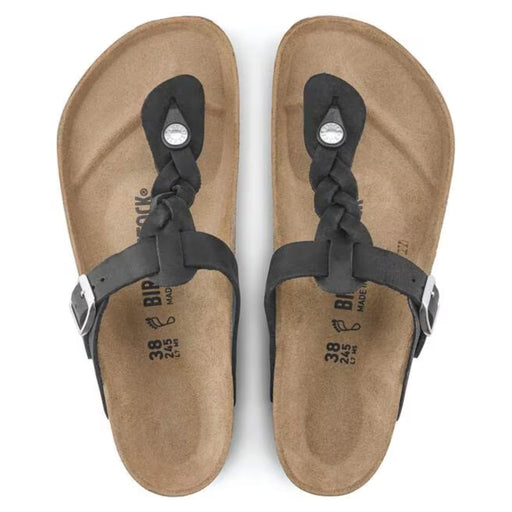 BIRKENSTOCK sandals Gizeh Oiled Leather Black Gizeh Oiled Leather Black