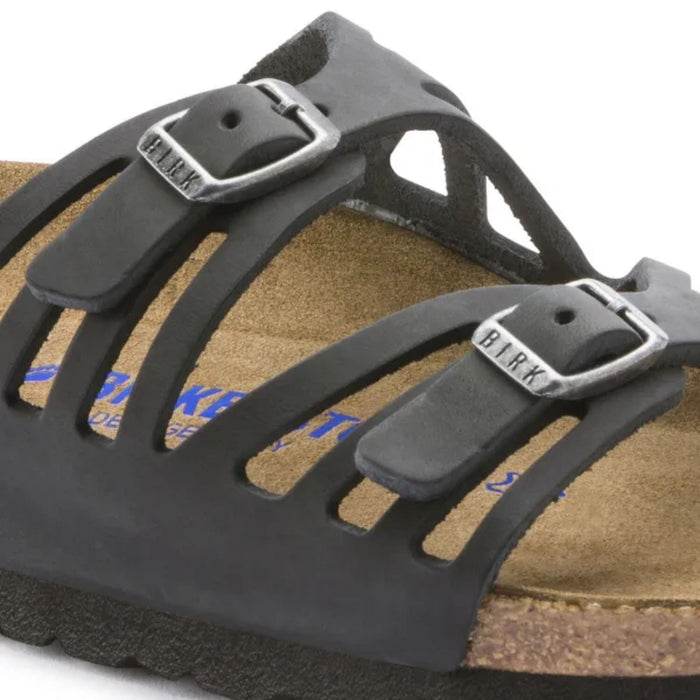 BIRKENSTOCK sandals Granada Soft Footbed Oiled Leather Black Granada Soft Footbed Oiled Leather Black