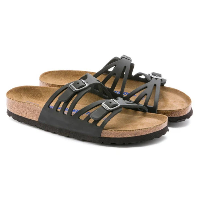 BIRKENSTOCK sandals Granada Soft Footbed Oiled Leather Black Granada Soft Footbed Oiled Leather Black