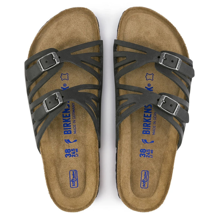 BIRKENSTOCK sandals Granada Soft Footbed Oiled Leather Black Granada Soft Footbed Oiled Leather Black