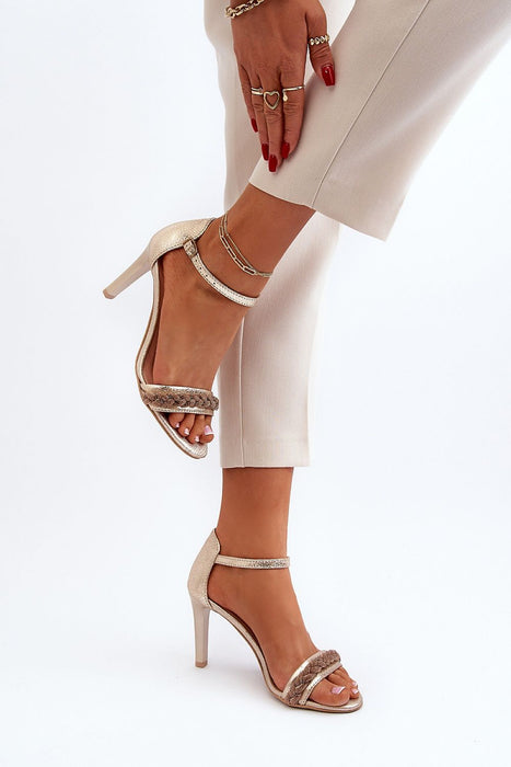 Elvarisse Zirconia Leather Stiletto Sandals