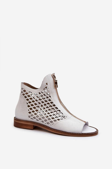 Almeryn Zipped Openwork Flat Sandals