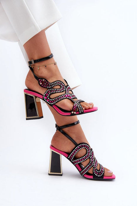 Elianta Crystal Block Heel Sandals