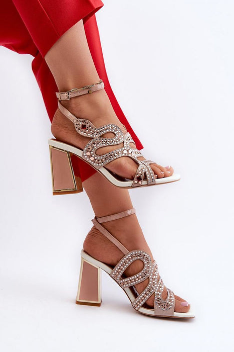 Elianta Crystal Block Heel Sandals