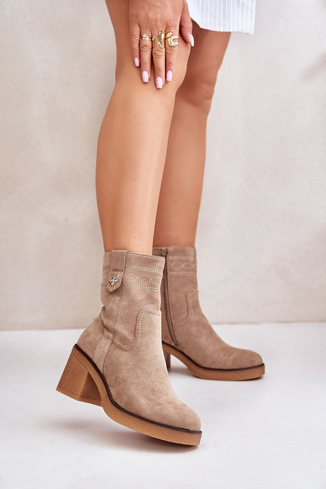 Evirenna Suede-Stitched Heel Boots