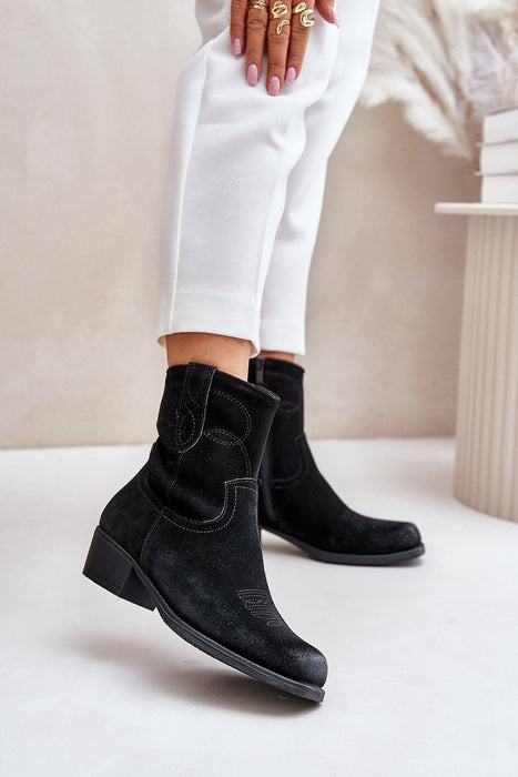 Cavirette Suede Western Heel Boots