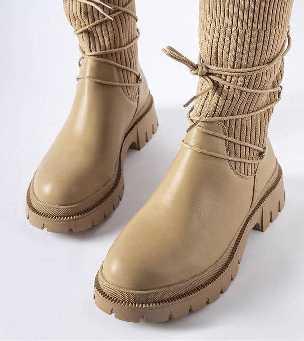 Calmira Beige Sock Boots