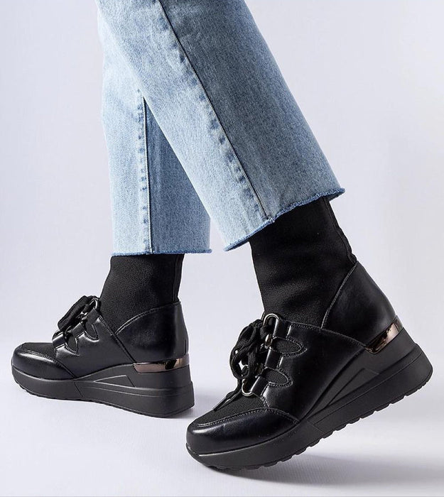 Rochon Black Platform Buskin Boots