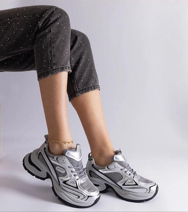 Elphira White Chunky Sole Sneakers