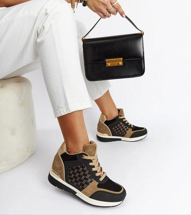 Lazetta Black Wedge Sneakers