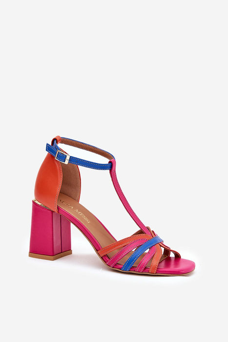 Elanira Leather Sandals with Block Heel