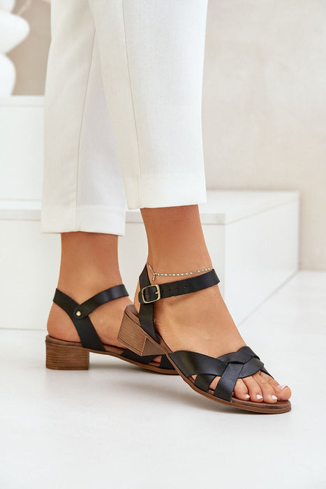 Valerinne Cross-Strap Leather Sandals