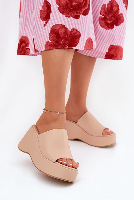 Selentia Faux Leather Wedge Sandals