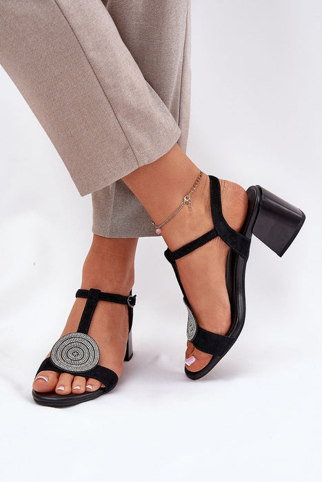Evelenne Leather Sandals with Sculpted Heel