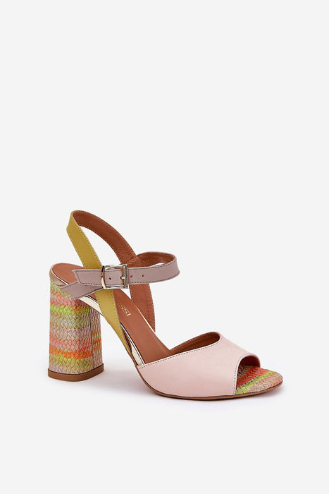 Loravine Block Heel Leather Sandals