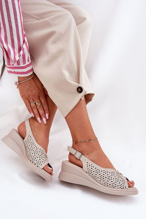 Calverinne Lace-Up Wedge Leather Sandals