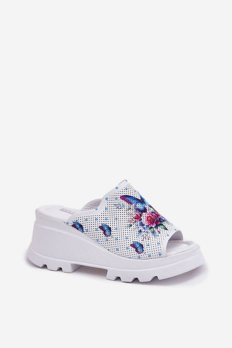 Melvarisse Geometric Wedge Leather Sandals