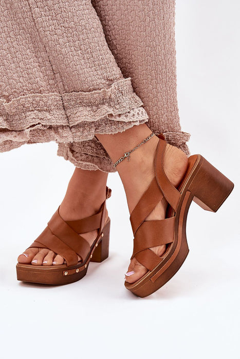 Ormeline Natural Leather Heel Sandals