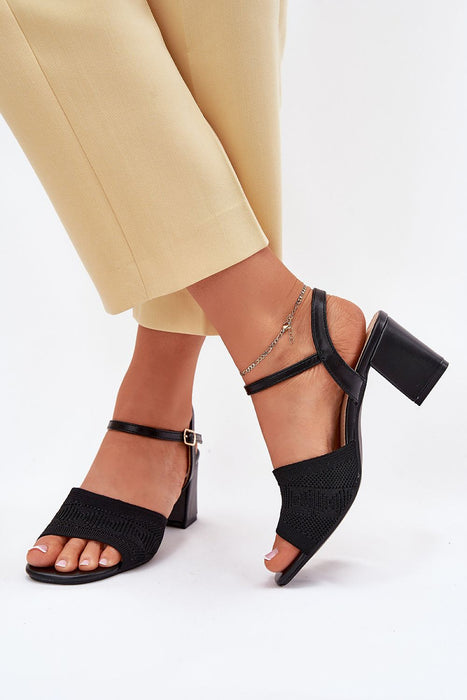 Lureciane Mixed-Media Column Heel Sandals