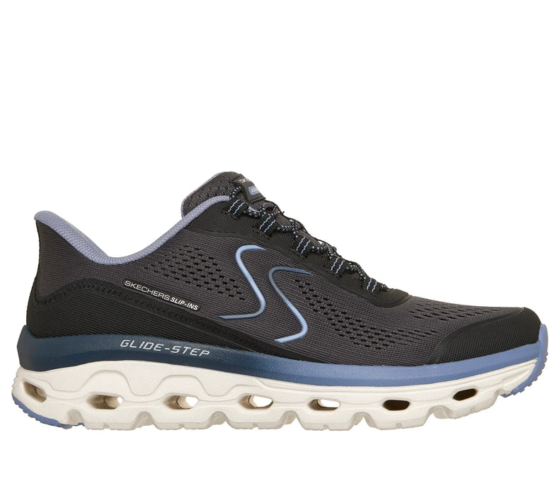 SKECHERS SHOES 5 / Black/Blue Skechers Slip-ins: Glide-Step Sole Skechers Slip-ins: Glide-Step Sole