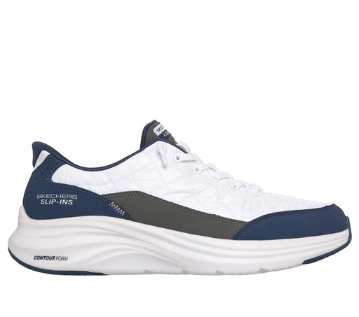 SKECHERS SHOES 8 / White/Navy Skechers Slip-ins: Contour Foam - Cozy Fit Skechers Slip-ins: Contour Foam - Cozy Fit