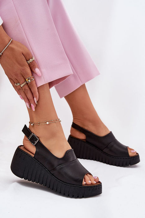 Ukrainian Vibe 5.5 Virellora Grooved Wedge Leather Sandals Virellora Grooved Wedge Leather Sandals